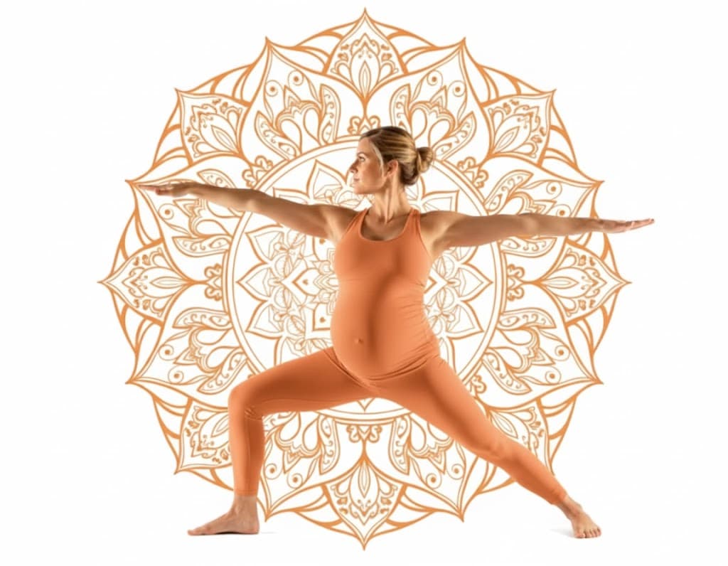 Pregnant woman practicing gentle prenatal yoga poses online