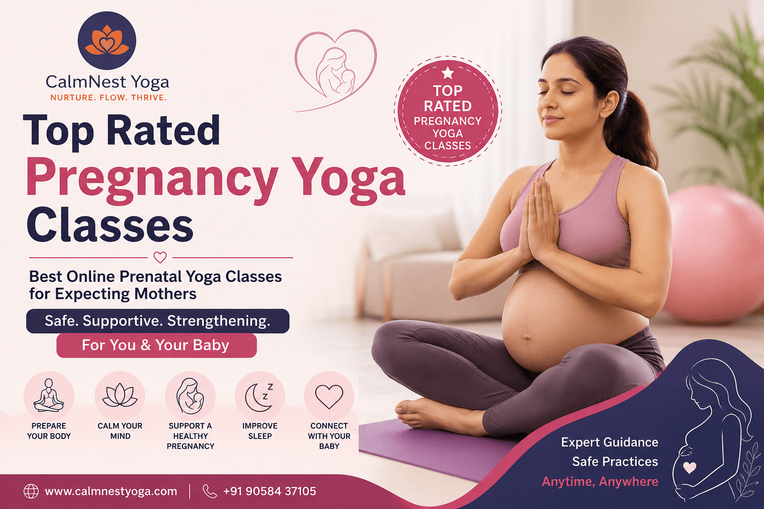 Top Rated Pregnancy Yoga Classes | CalmNest Yoga – Best Online Prenatal Yoga Classes for Expecting Mothers