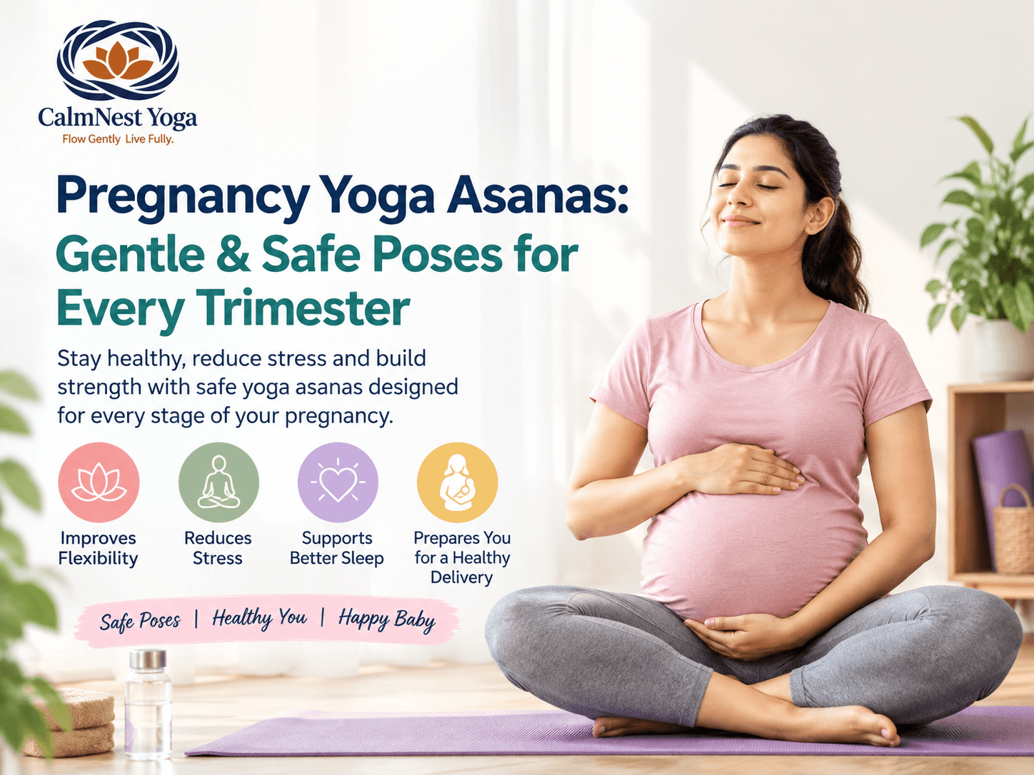 Pregnancy Yoga Asanas: Gentle & Safe Poses for Every Trimester